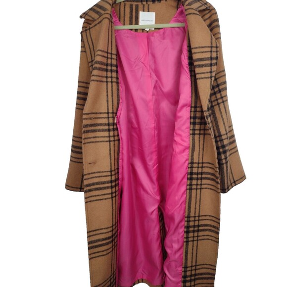 Avec Les Filles Plaid Double Breasted Coat Windowpane Tan and Black Size Large - Picture 7 of 11